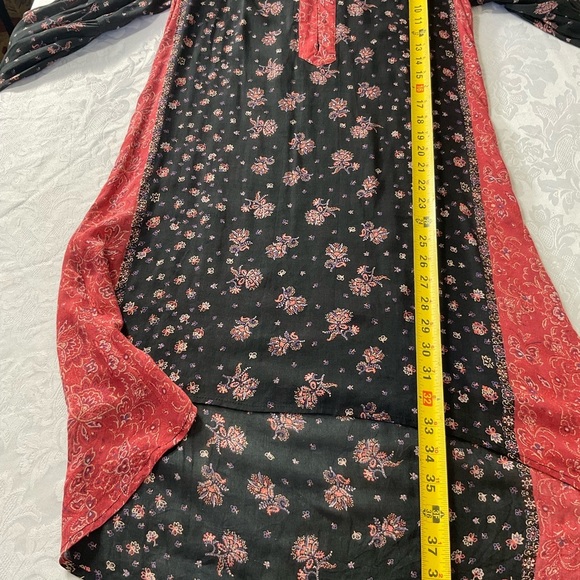 Free People Boho Blouse Size Small Floral Balloon Sleeve W Black Camisole Set - Picture 9 of 13